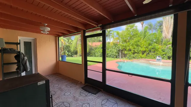 a large window with an outdoor space