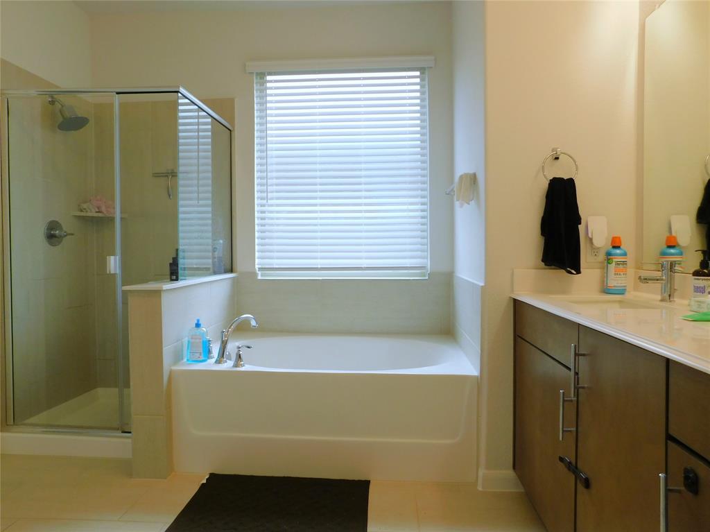 1111 Saddle Ridge Drive Aubrey, TX 76227 - Photo 17 of 35 a bathroom with a bathtub sink and vanity