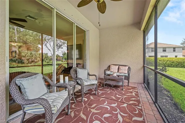 a view of a park with large trees