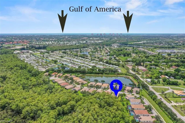 an aerial view of a house with garden