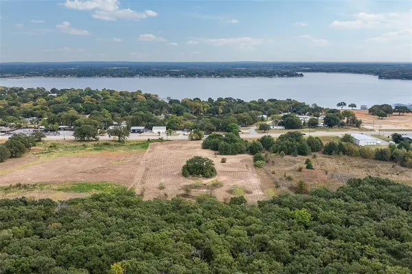 a view of a lake with a city