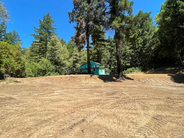 a backyard of a house with lots of green space