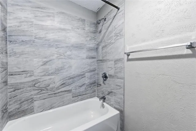 a bathroom with a bathtub