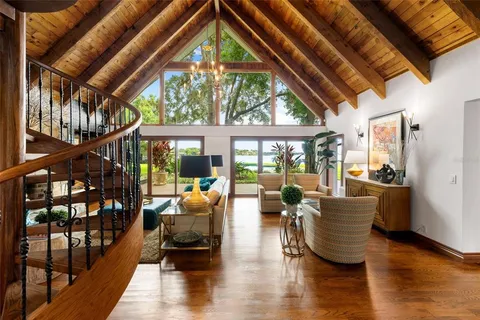 a living room with furniture