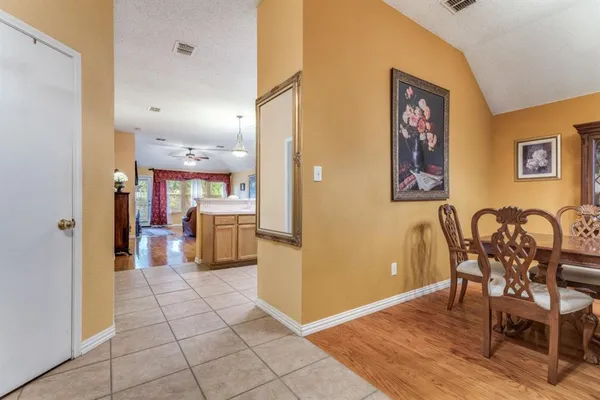 a view of a dining area with furniture