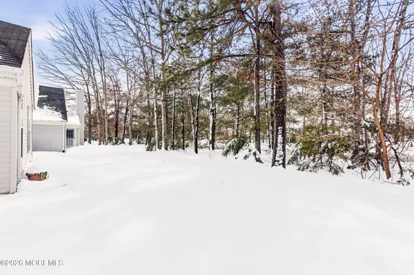 a view of open space with a trees