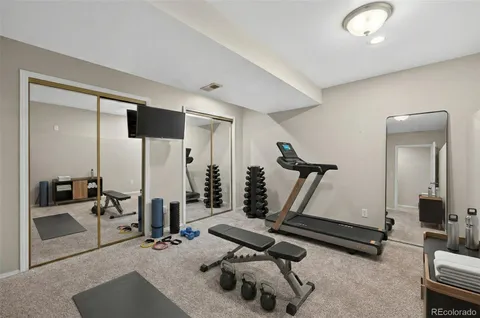 a view of a room with gym equipment