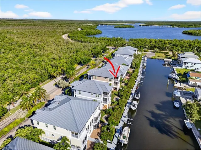 an aerial view of a house with a garden