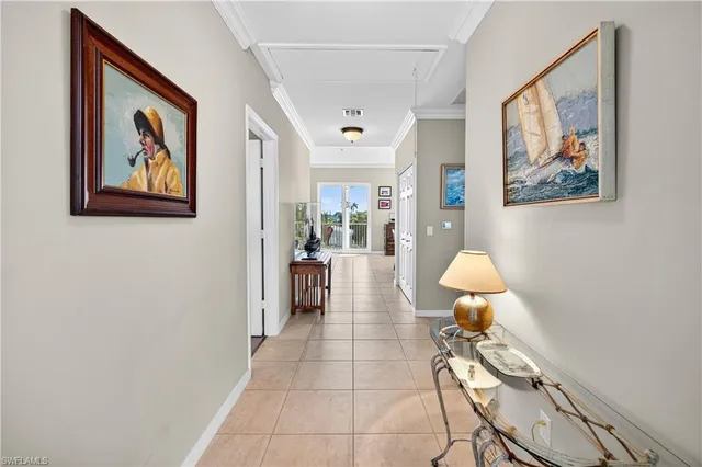 a view of a hallway with workspace