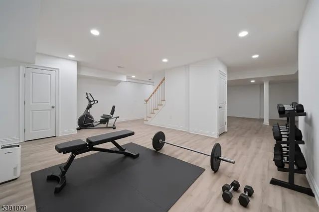 a view of a room with gym equipment
