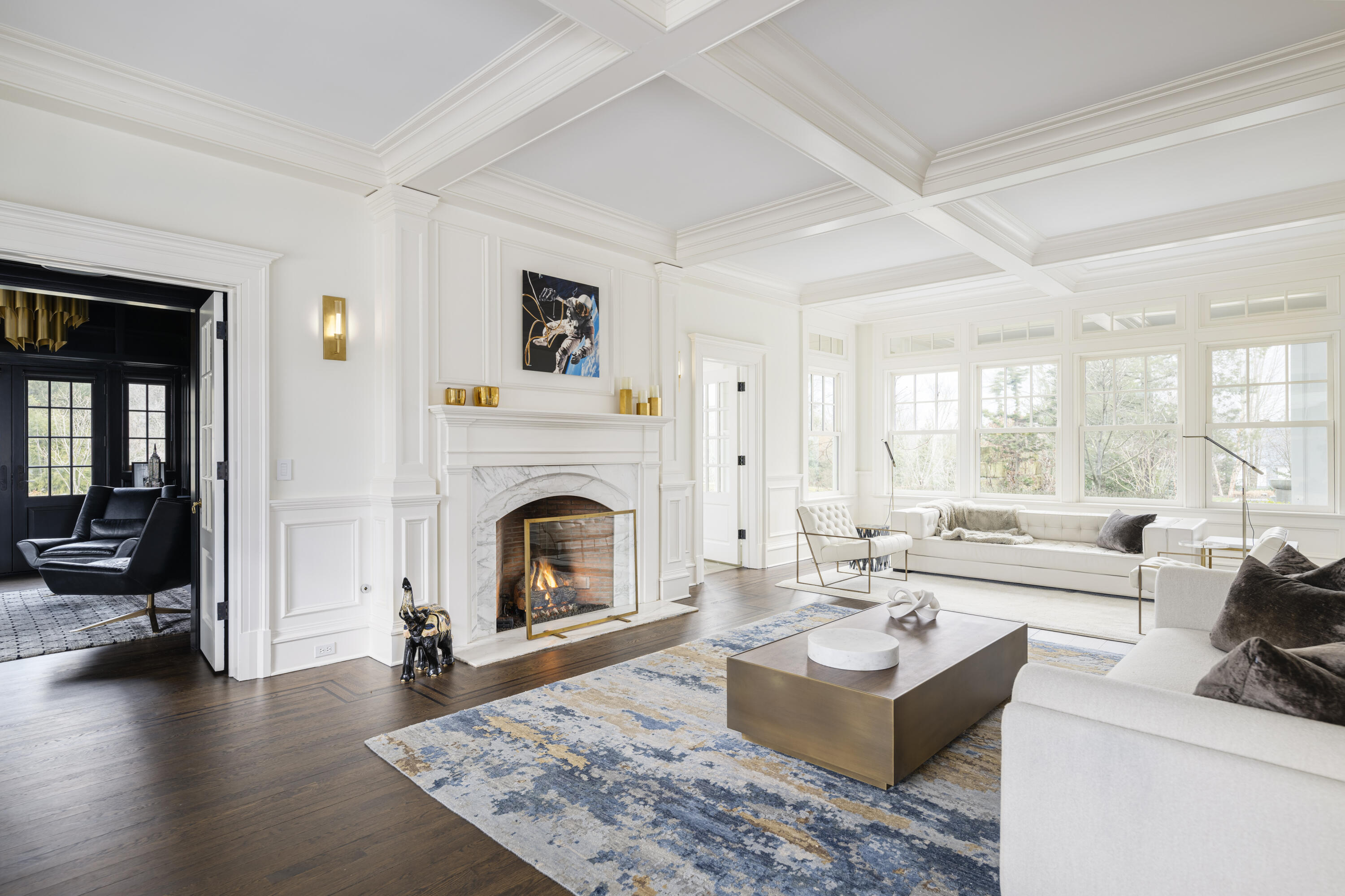 727 Smith Ridge Road New Canaan, CT 06840 - Photo 4 of 31 a living room with fireplace furniture and a large window