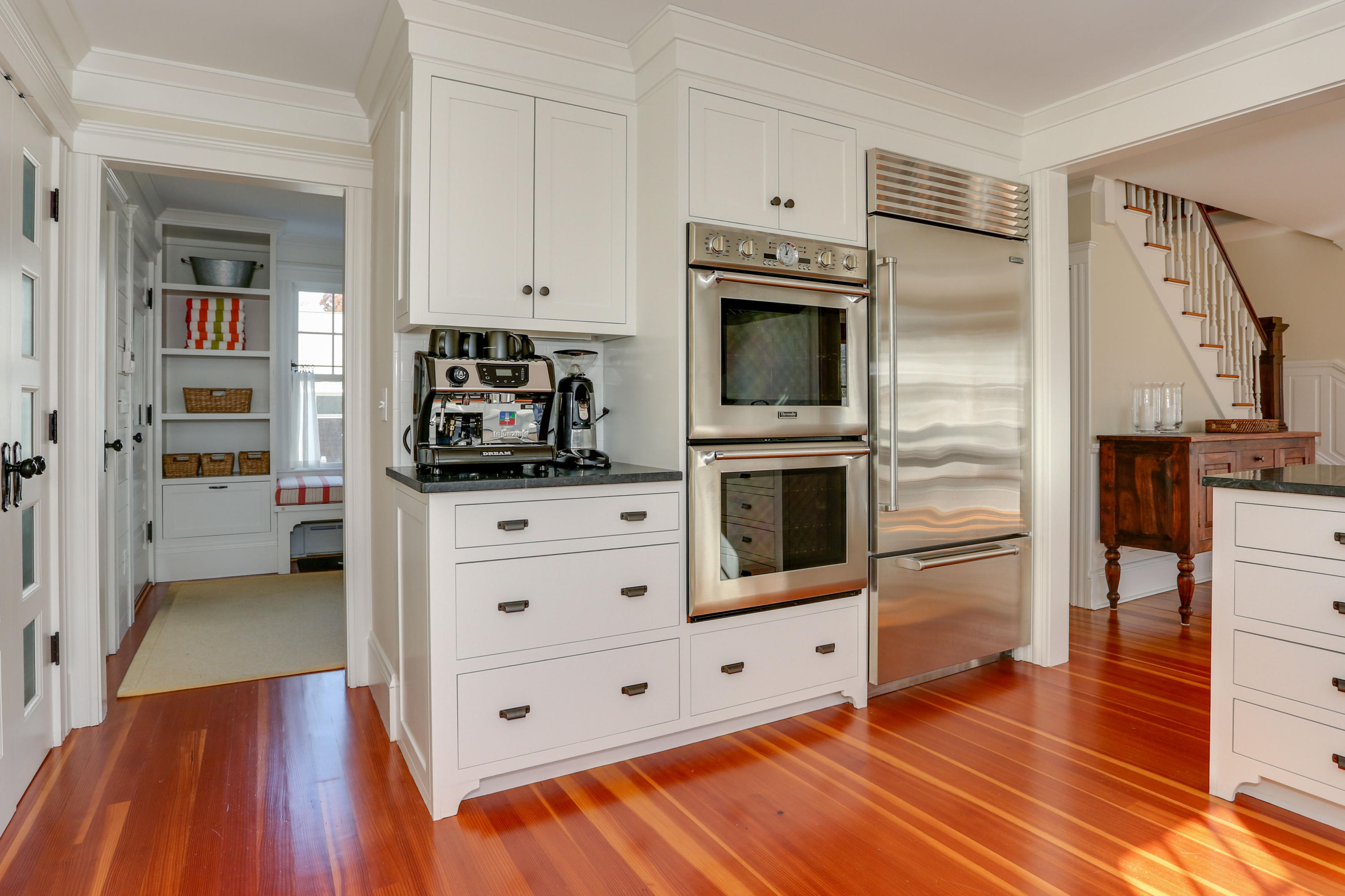 22 Mill Pond Road Chatham, MA 02633 - Photo 4 of 35 a kitchen with stainless steel appliances a stove microwave and a refrigerator
