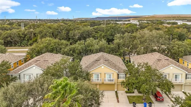 an aerial view of a house