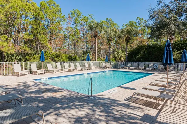 a view of a swimming pool with an outdoor space