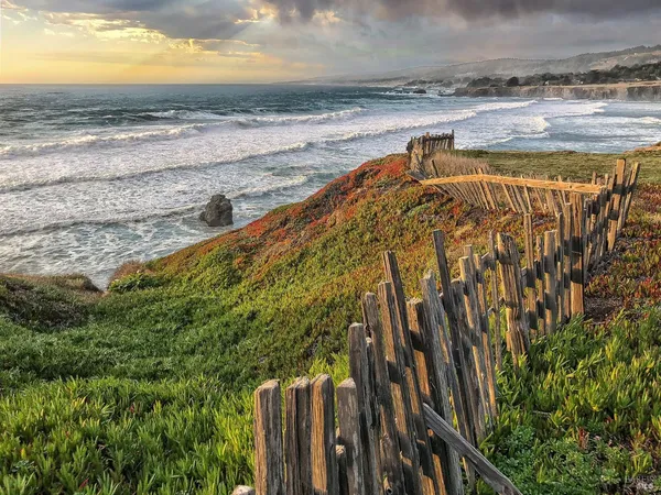 a view of beach and ocean