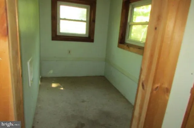 a view of a small space with a window