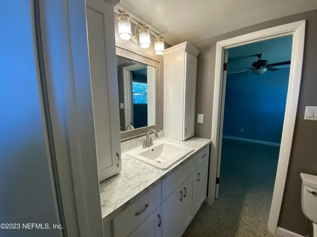 a bathroom with a bathtub