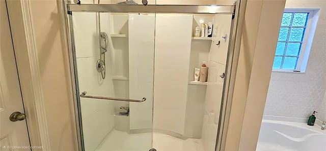 a bathroom with a shower
