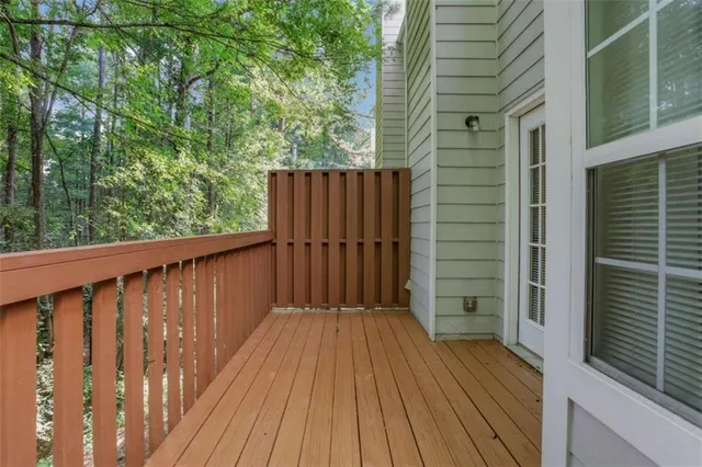 a view of wooden balcony
