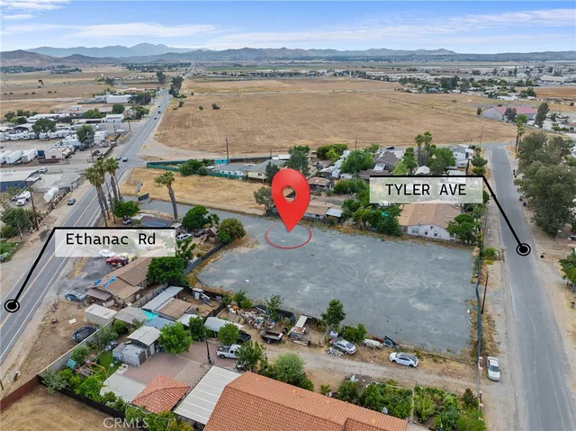 an outdoor space with furniture