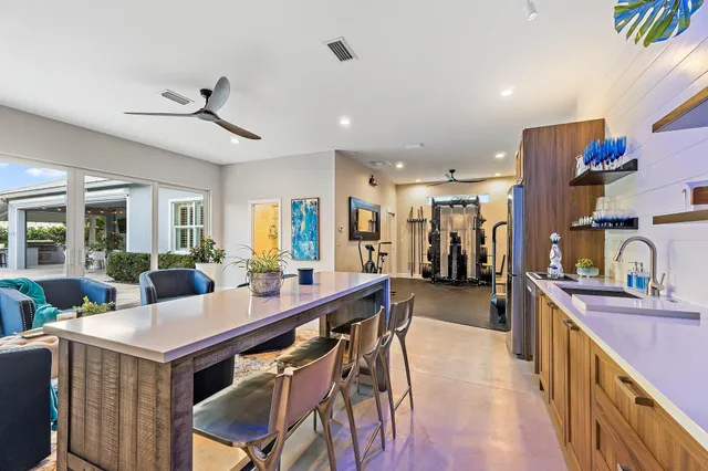 a view of a swimming pool with a patio