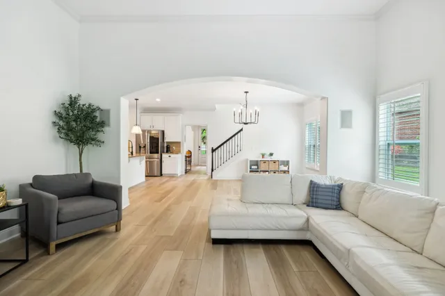 a living room with furniture and a couch
