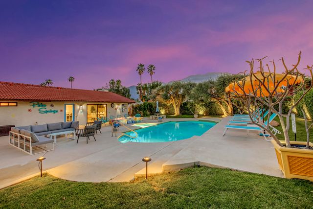 a view of a dining area with furniture