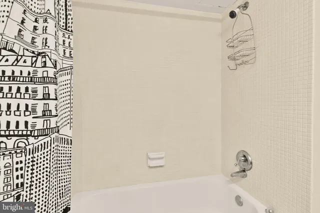 a bathroom with a bathtub