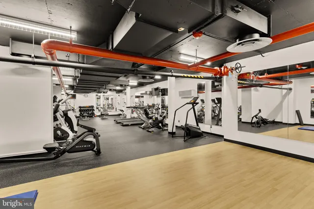 a view of a room with gym equipment