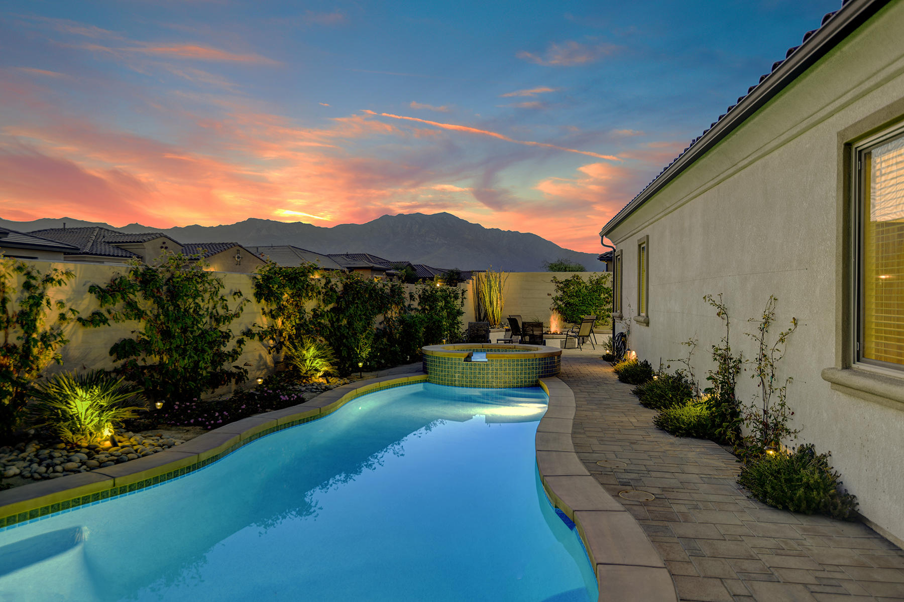 51 Merlot Rancho Mirage, CA 92270 - Photo 3 of 50 003 POOL AND SPA TO MOUNTAINS NIGHT MLS