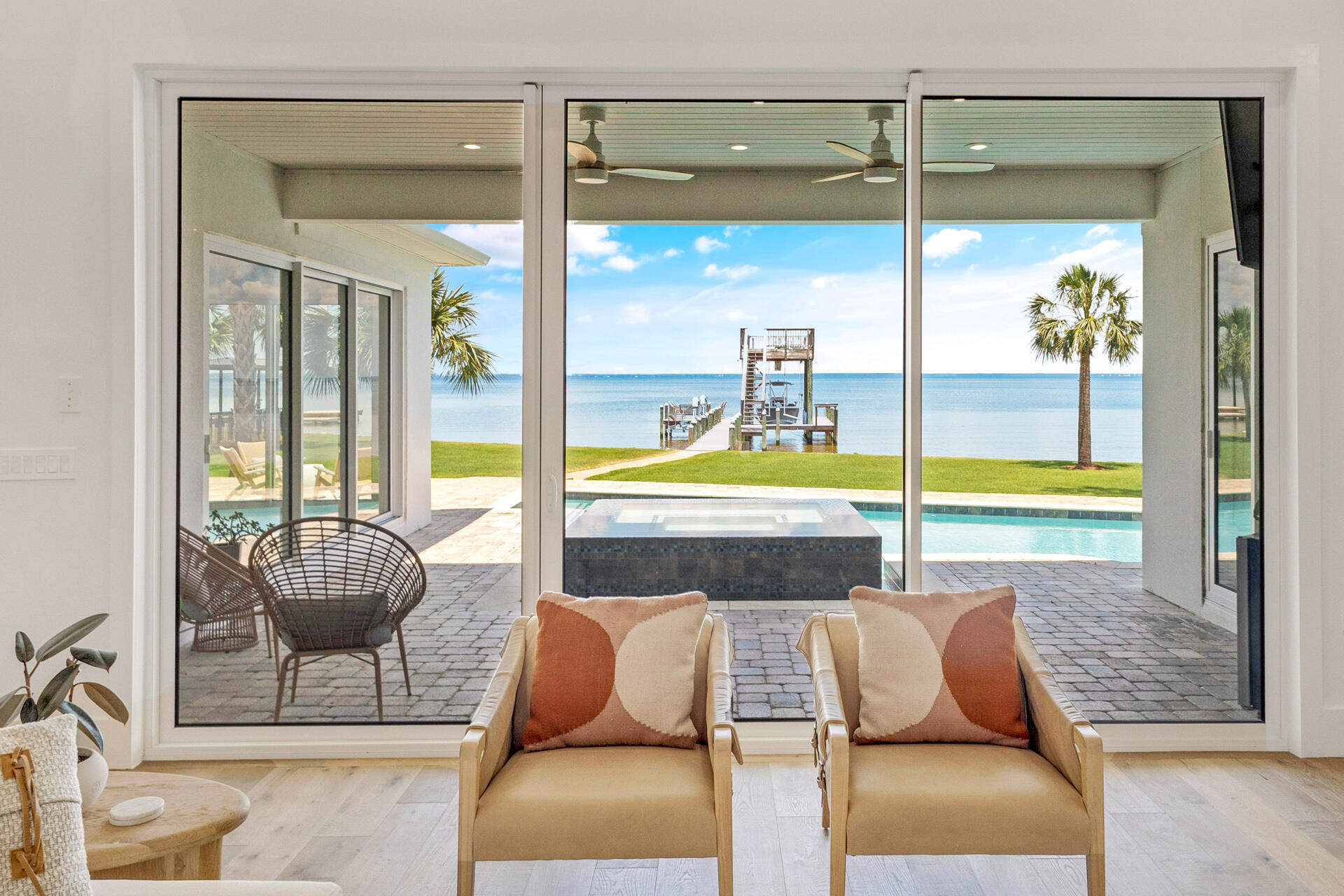 1341 Driftwood Point Road Santa Rosa Beach, FL 32459 - Photo 8 of 55 a living room with furniture and a floor to ceiling window