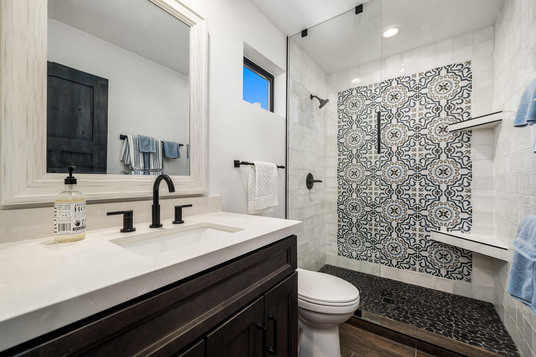 96 Vía Bella Rancho Mirage, CA 92270 - Photo 52 of 60 a bathroom with a sink a toilet a shower and a mirror