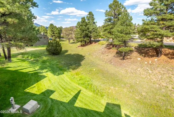 a view of a yard with swimming pool