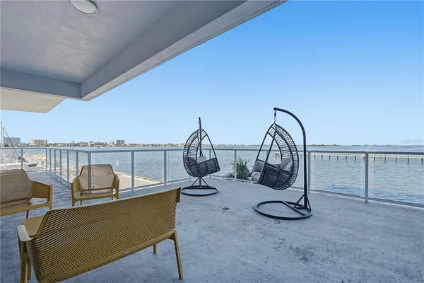 a view of a terrace with sitting area