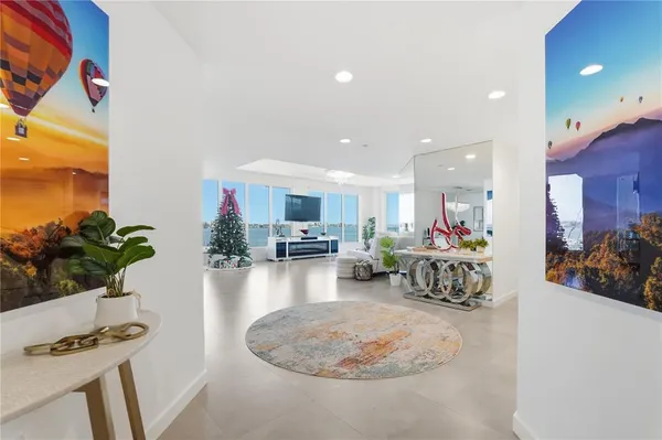 a dining room with furniture and a table