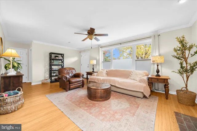 a living room with furniture a chandelier and a rug