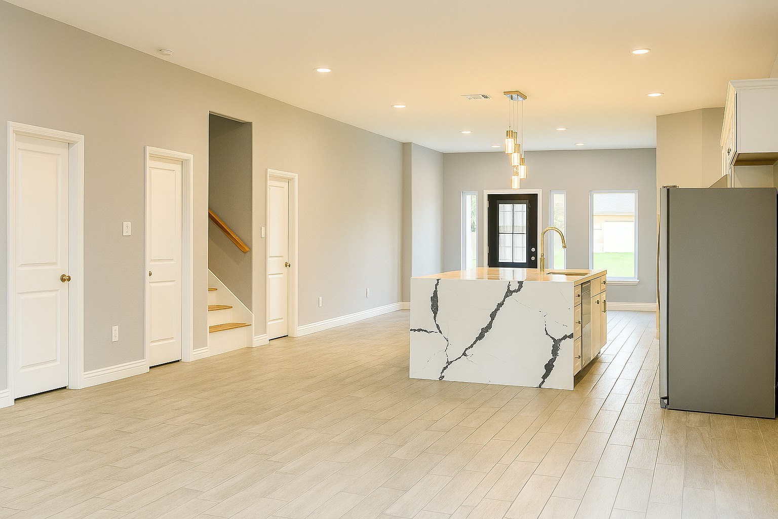 2 Mace Street Conroe, TX 77303 - Photo 3 of 24 Inviting entry with soaring ceilings and a bright, open feel that immediately sets the tone for the home’s modern design and thoughtful layout.