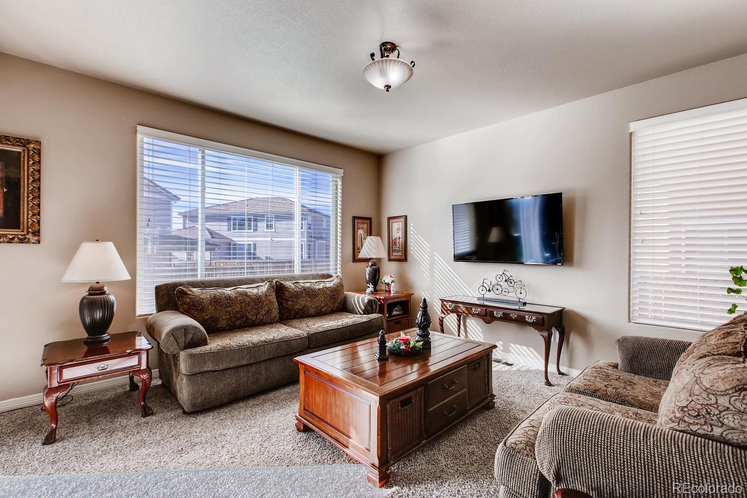 2184 Reed Grass Way Colorado Springs, CO 80915 - Photo 16 of 29 a living room with furniture a flat screen tv and a window
