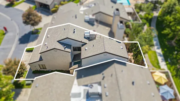 an aerial view of a house