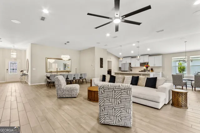 a living room with furniture