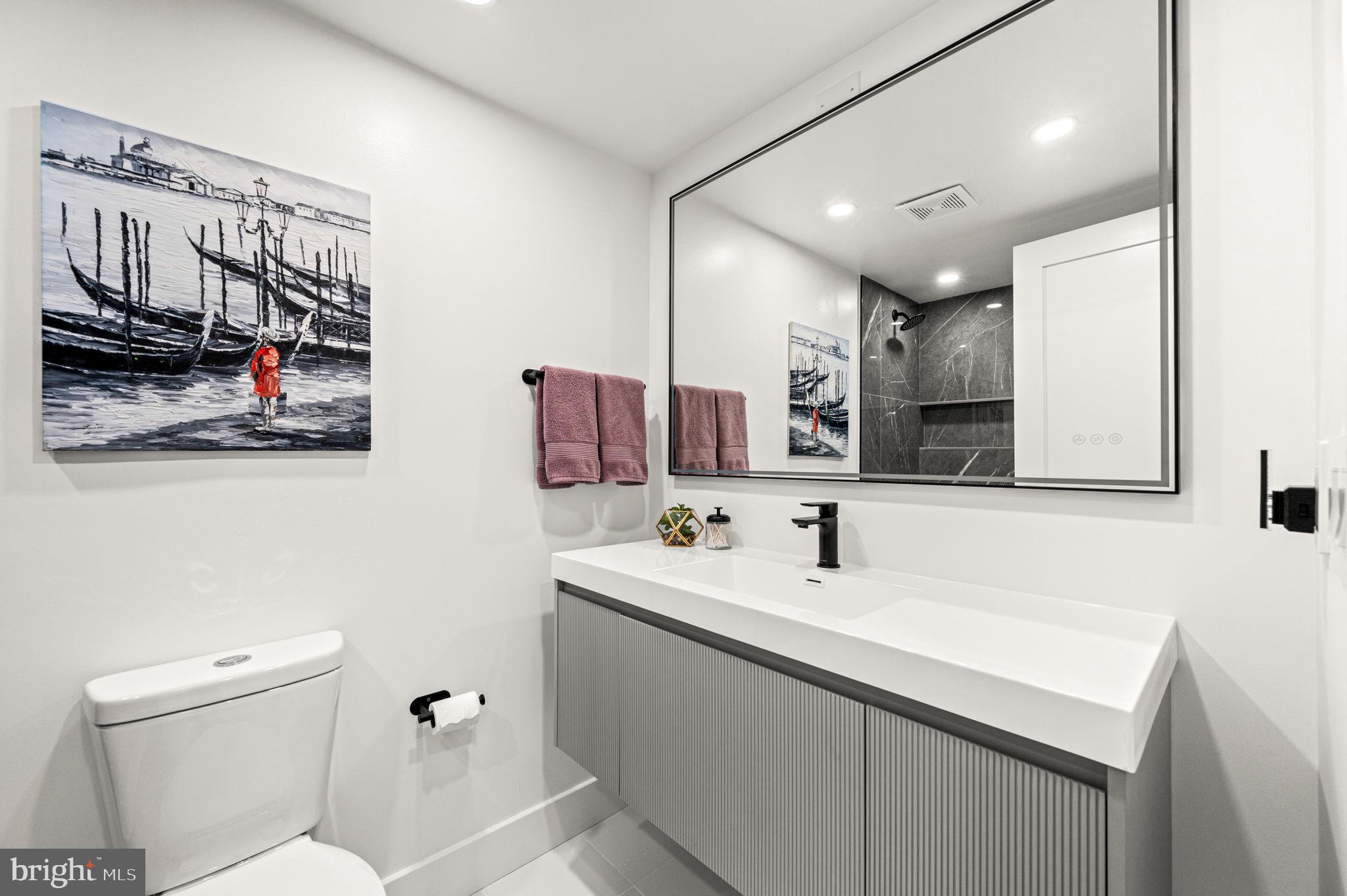 2020 Walnut Street, Unit 19LM Philadelphia, PA 19103 - Photo 29 of 60 a bathroom with a toilet sink and mirror