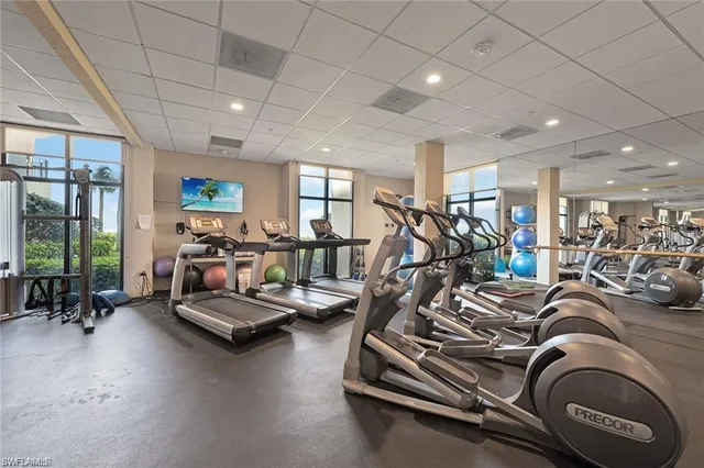 a view of a room with gym equipment