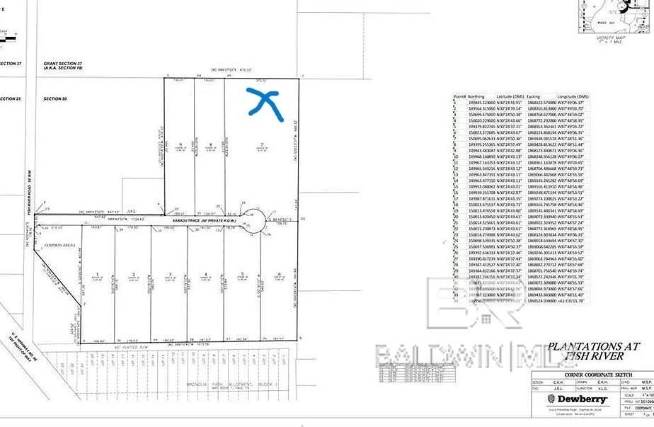 12870 Fish River Road Foley, AL 36535 - Photo 4 of 4 Subdivision Plat Lot 7 Marked with an X