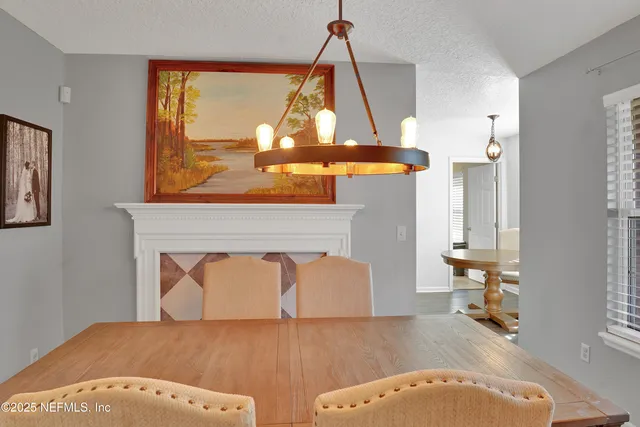 a living room with a fireplace