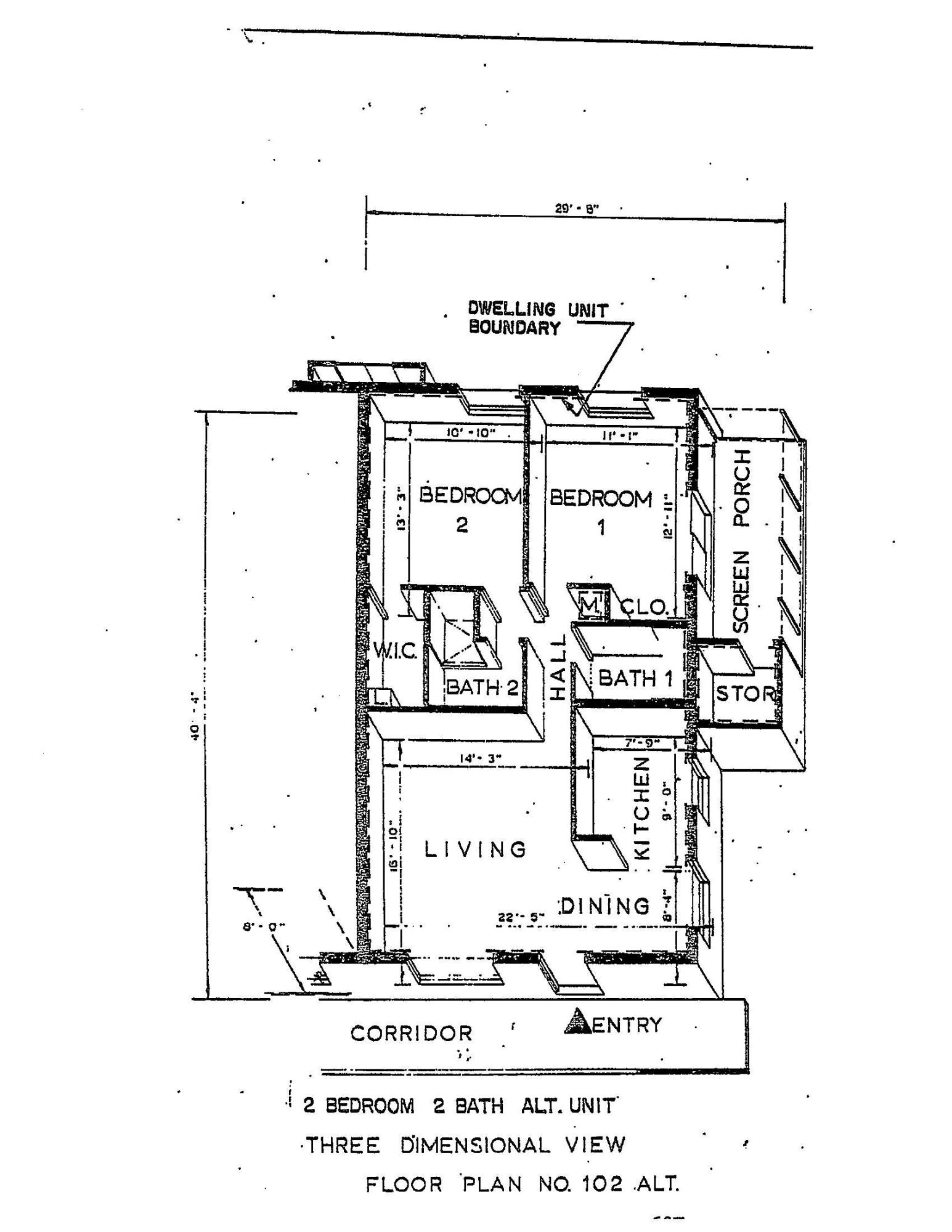 949 Normandy Trail Delray Beach, FL 33484 - Photo 14 of 14 2 Bedroom PV Floor Plan with Dimensions