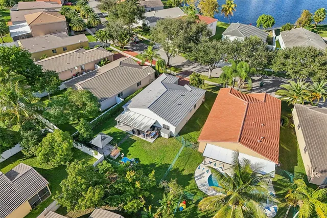 an aerial view of a house