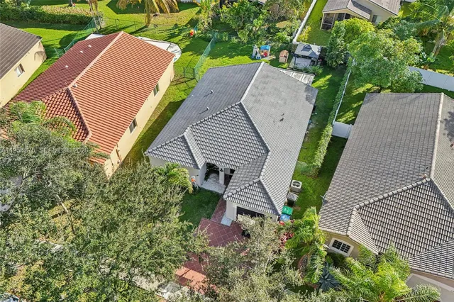 an aerial view of a house