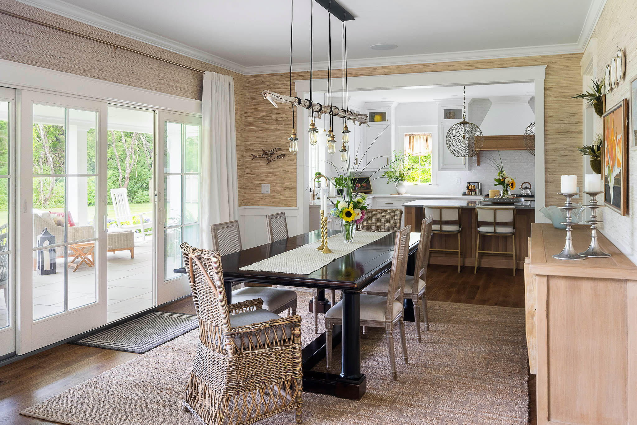 36 Crocker Drive Edgartown, MA 02539 - Photo 14 of 48 a dining room with furniture a chandelier and wooden floor