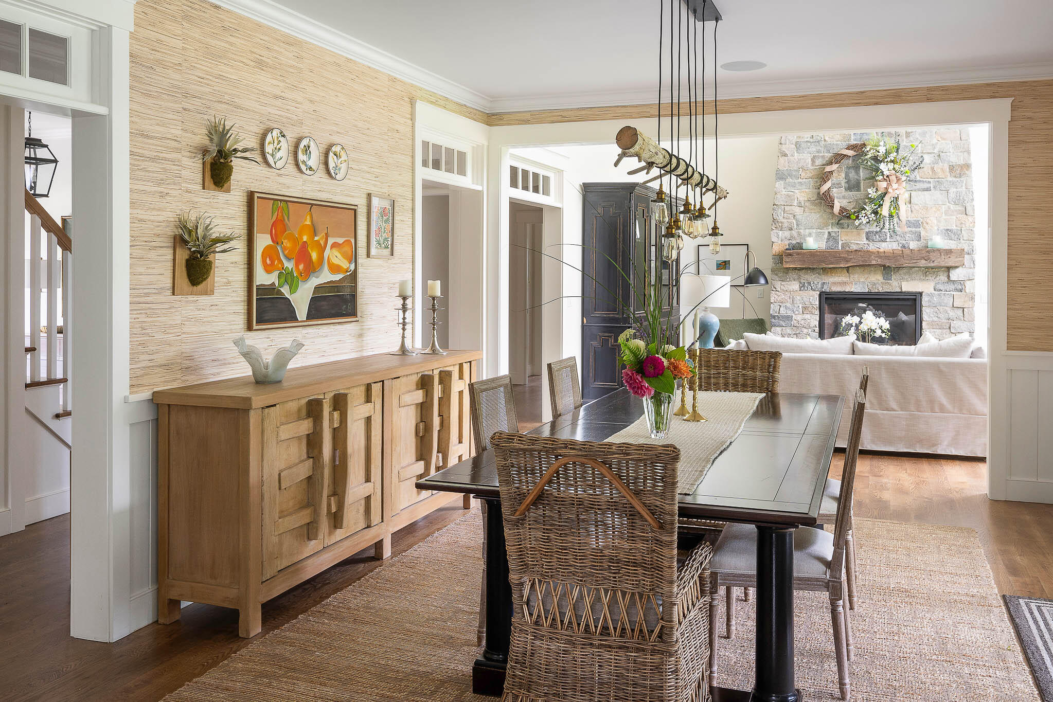 36 Crocker Drive Edgartown, MA 02539 - Photo 17 of 48 a view of a dining room with furniture a chandelier and wooden floor