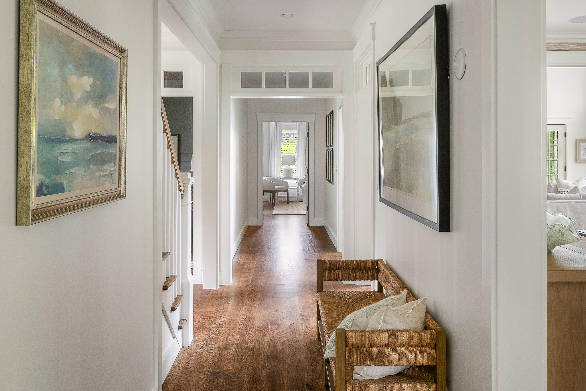 36 Crocker Drive Edgartown, MA 02539 - Photo 26 of 48 a view of a hallway with wooden floor and a living room